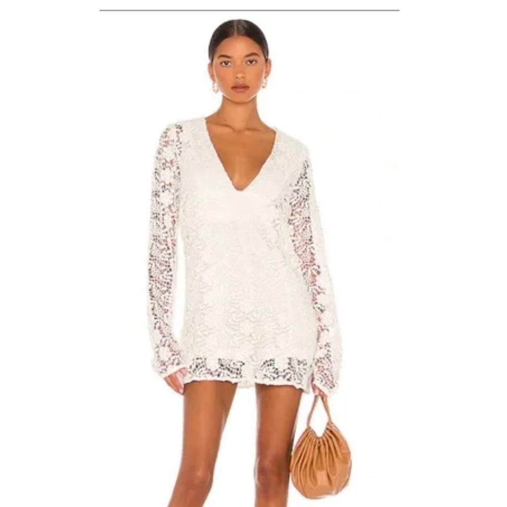 Free People Stephanie Ivory Floral Lace V-Neck Mini Dress Romper Boho